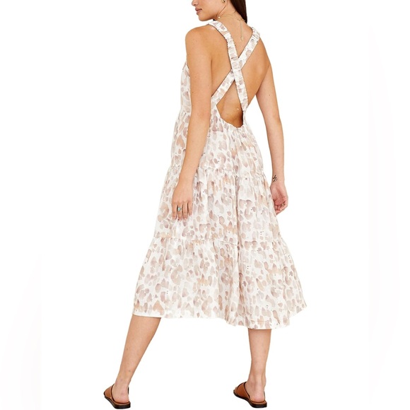 Anthropologie Cloth & Stone linen midi tiered dress M - Picture 2 of 10